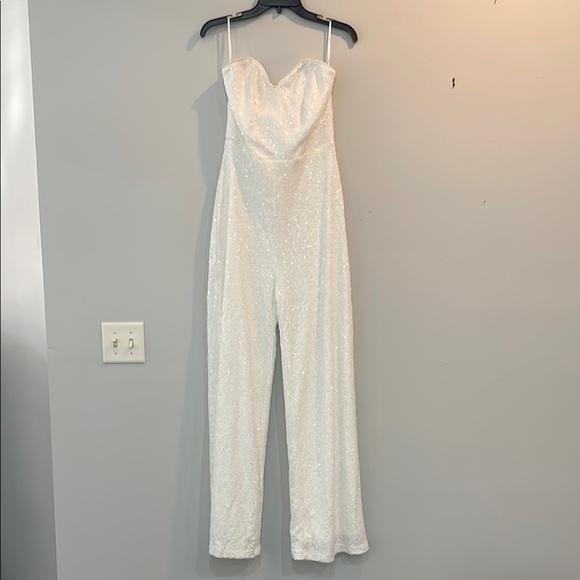 Lulus Pants - Lulu's White Strapless Jumpsuit